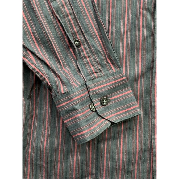 Axcess Button Up Shirt Mens Large Black Red Striped Classic Fit Long Sleeve - Picture 11 of 16